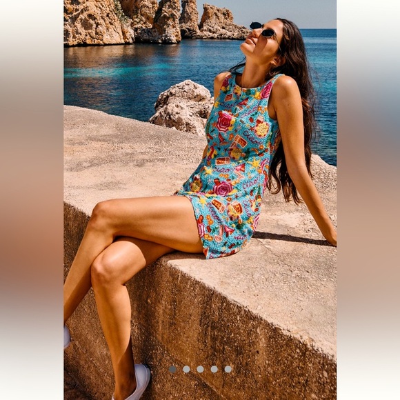 🎉SUPER RARE🎉 Anthropologie NWT For Love & Lemons Ciao Beaded Mini Dress size 4. - Picture 2 of 13